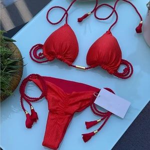 Red Scrunch Butt Tie Bikini